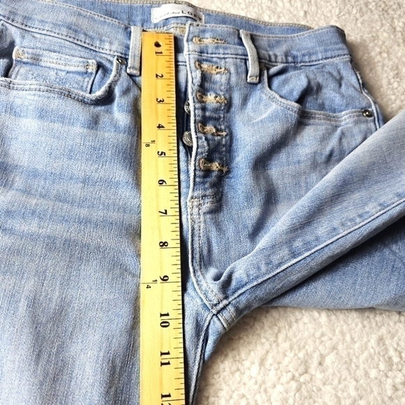 Loft Exposed Button Front High Rise Mini Flare Kick Crop Raw Hem Size 27/4 - Picture 8 of 12